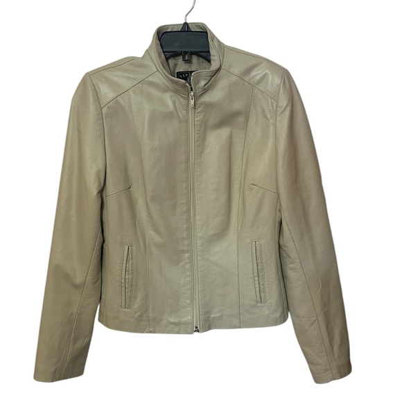 Vera Pelle Black Horse Co. L Leather Jacket Made in Italy Florence Stone Beige - Picture 4 of 7